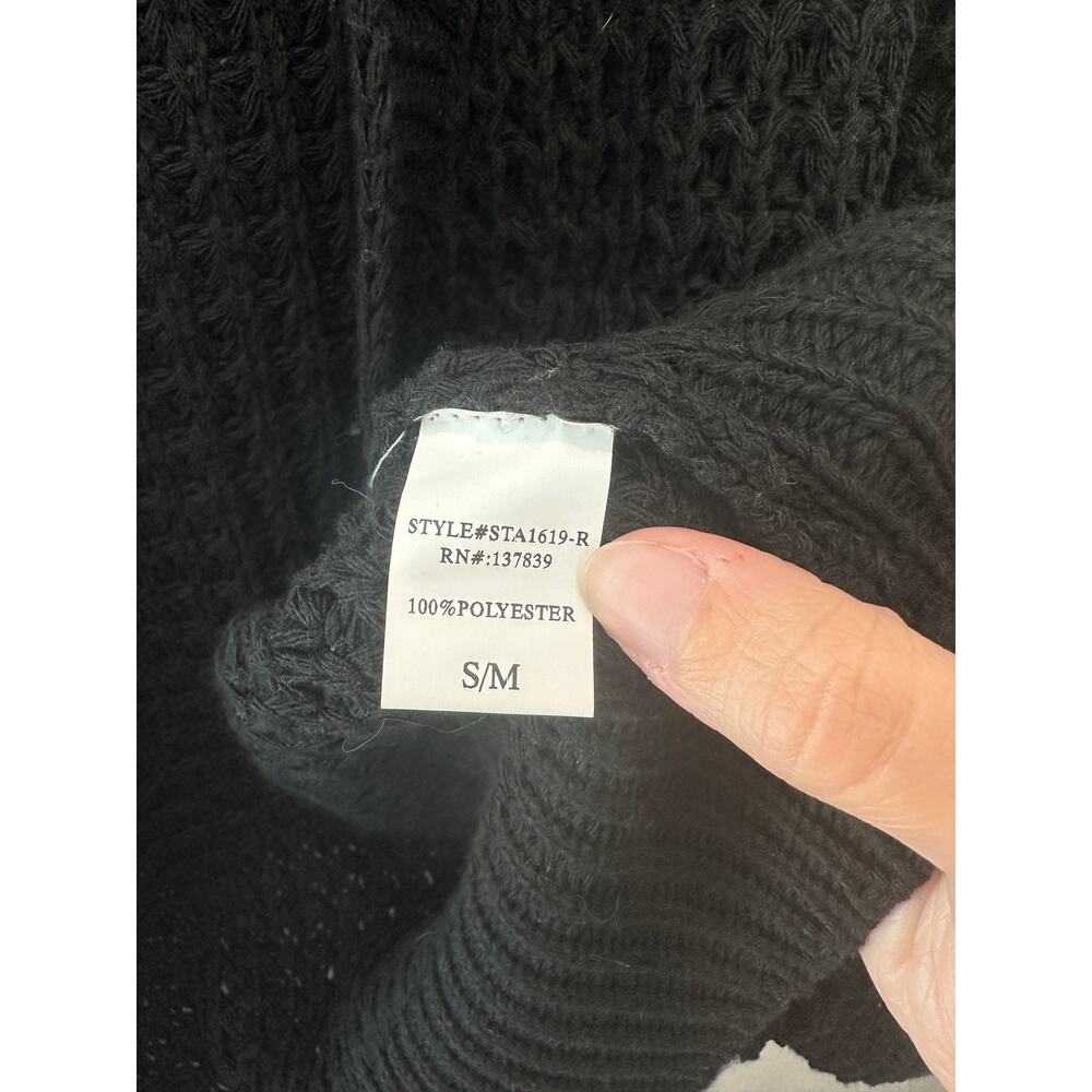 DREAMERS BY DEBUT | Black Crochet Cardigan Granny Square Sleeve NWT | S/M - Picture 7 of 8